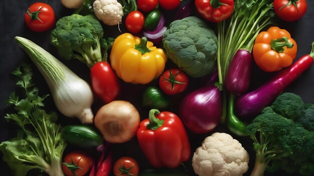 Healthy vegetables on old dark background