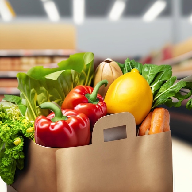 健康的な野菜と買い物野菜の果物