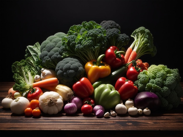 Healthy vegetables on wooden table Ai Image With Prompt