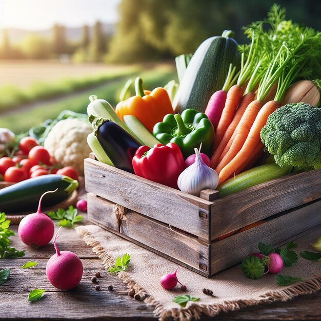 healthy vegetables on wooden table