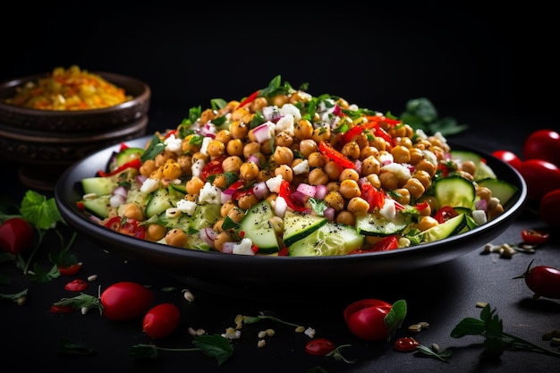 Healthy vegetarian salad with chickpeas