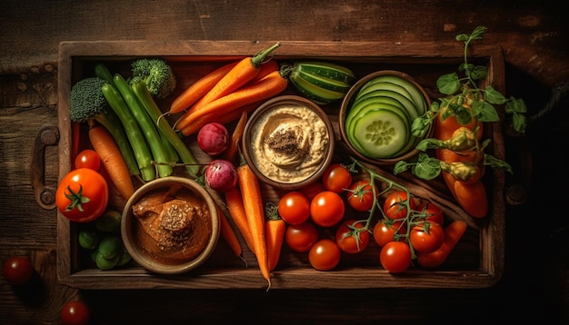 AI가 생성한 신선한 유기농 재료로 만든 건강한 채식 샐러드