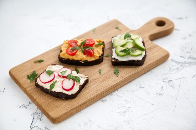 Healthy vegetarian sandwiches