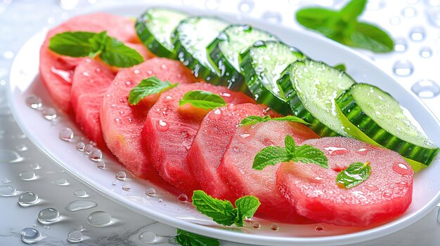 Healthy watermelon cucumber salad
