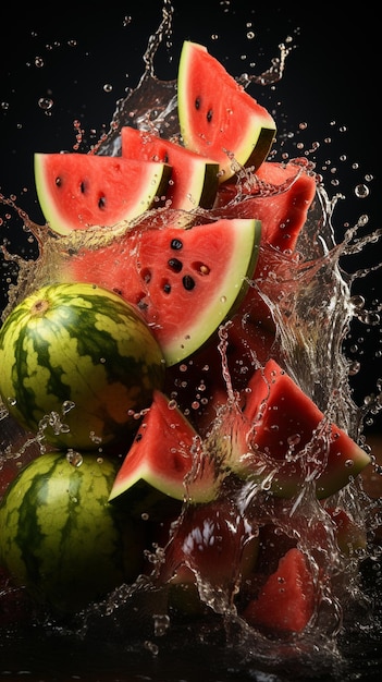 Healthy watermelon slice in the water