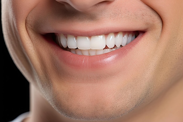 Photo healthy white teeth closeup smile with confidence