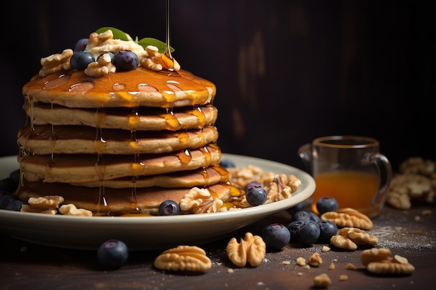 Healthy Whole Wheat Pancakes with Nut Butter