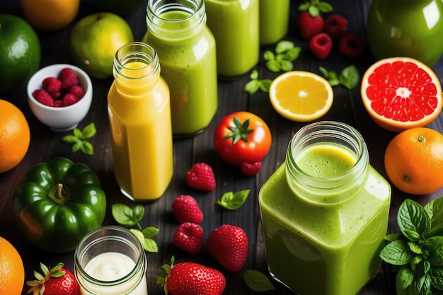 品揃えの緑の果物と野菜からの健康的な健康食品 緑の新鮮なビーガン食材