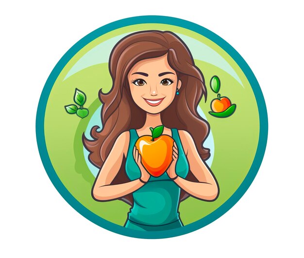 Photo healthy woman holding an orange on transparent background