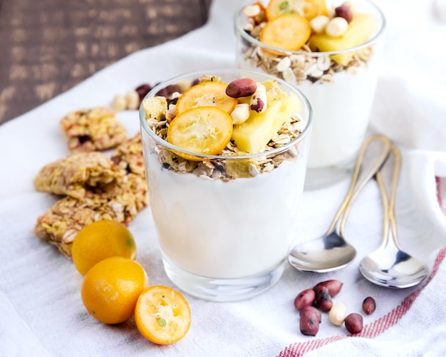 Healthy yogurt with fruits