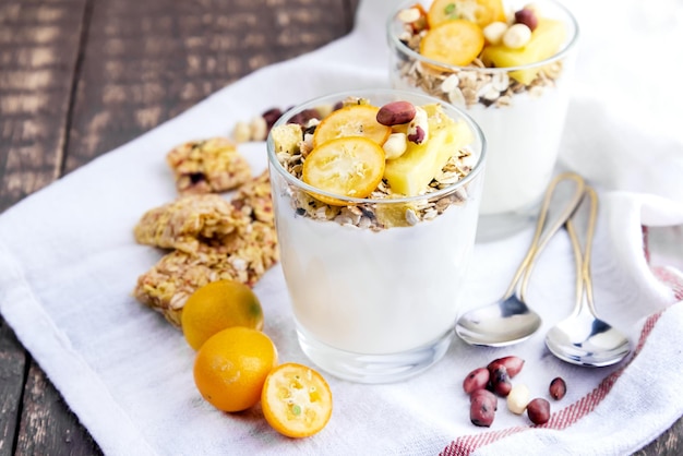 Healthy yogurt with fruits