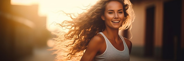 Healthy young woman on morning run