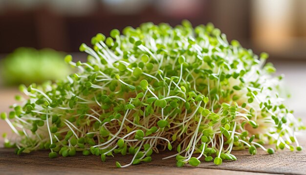 Photo heap of alfalfa sprouts or kai wahrei on white background