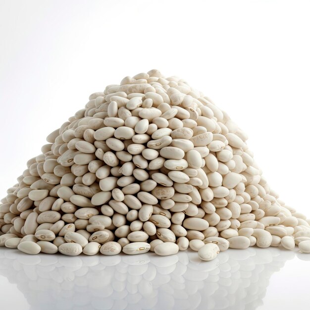 A heap of beans on a clean white table