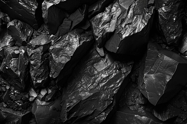 Heap of black coal closeup view Mineral deposits