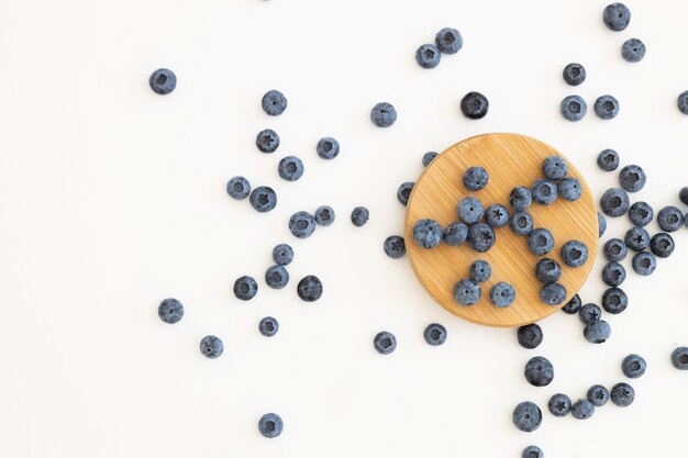 Heap of blueberries fresh berries isolated on white background top view