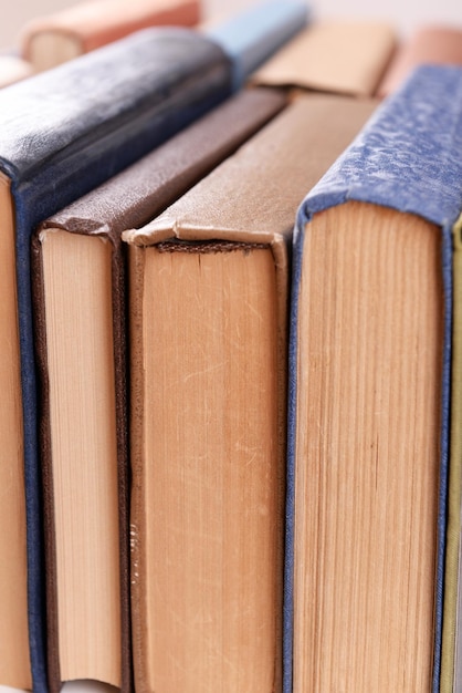 Heap of books close up