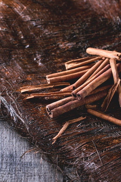 Heap of cinnamon sticks