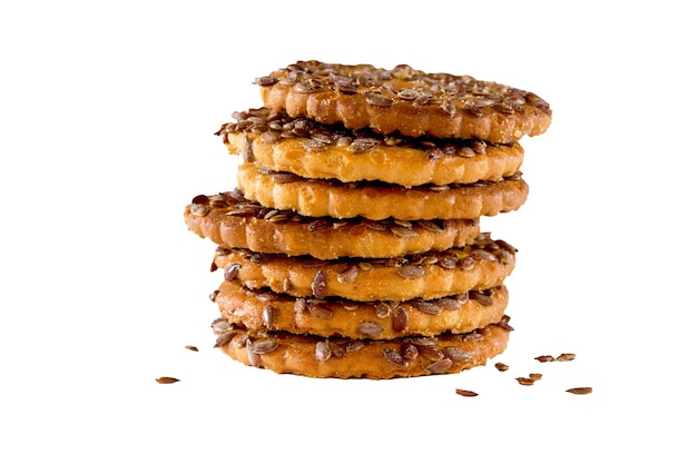 A heap of cookies with flax seeds