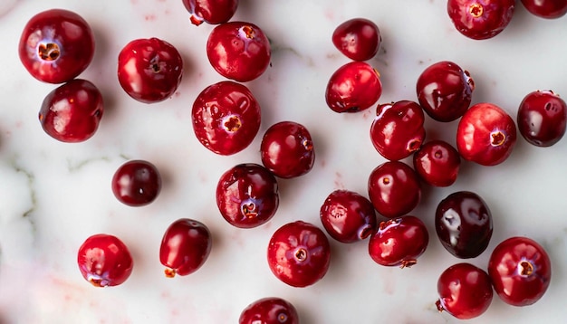 Heap cranberry on a white isolated background top view