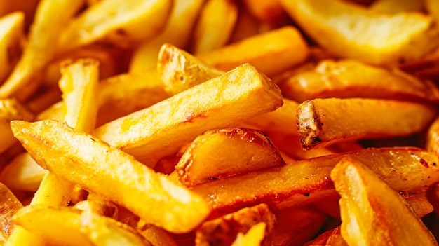 Photo heap of crispy potatoes on a table