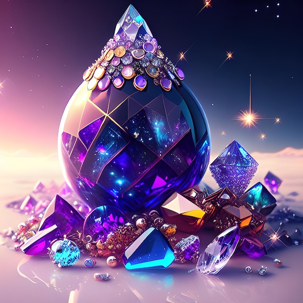 куча кристаллов и драгоценностей