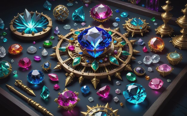 a heap of crystals and jewels