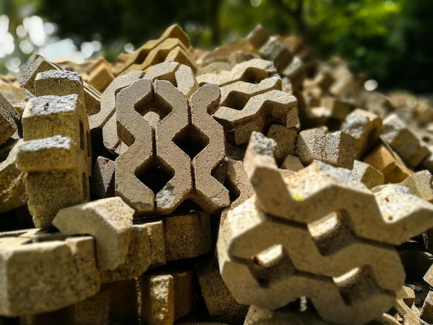 Heap of damaged paving stones