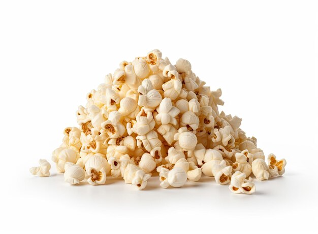 Photo heap of delicious popcorn isolated on white background