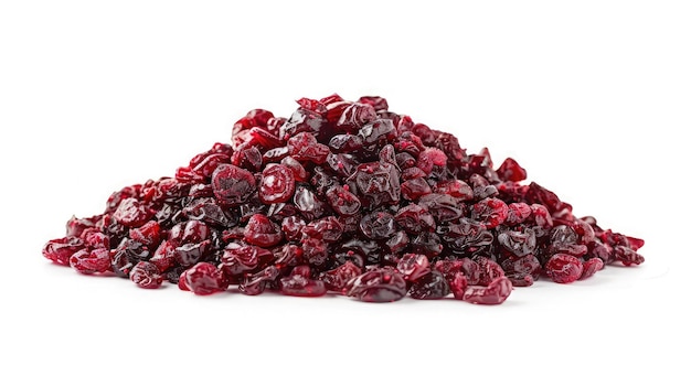 heap of dried cranberries isolated on white background