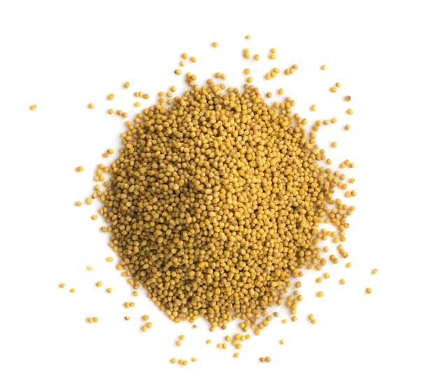 Photo heap of dry mustard seeds top view