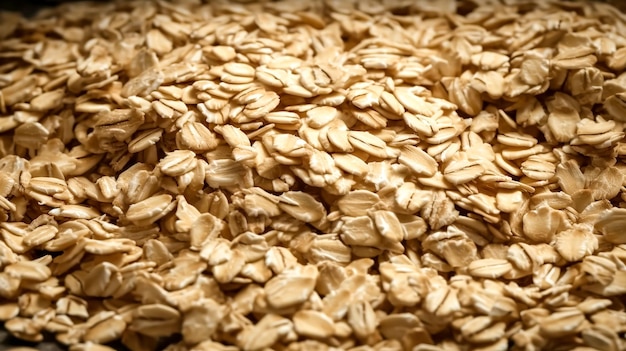 Heap of dry rolled oats isolated generative ai