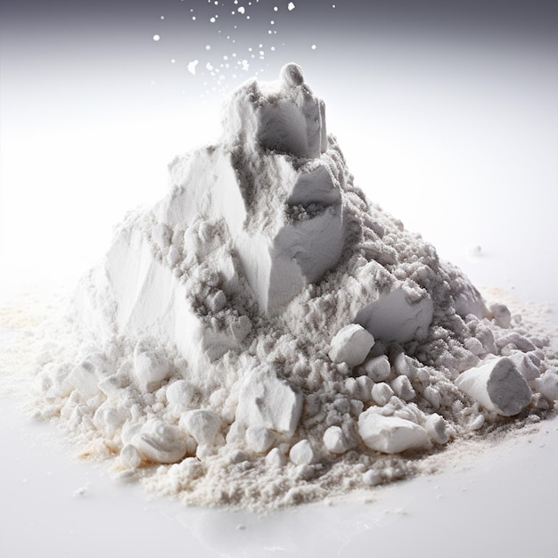 Photo heap of flour on white background
