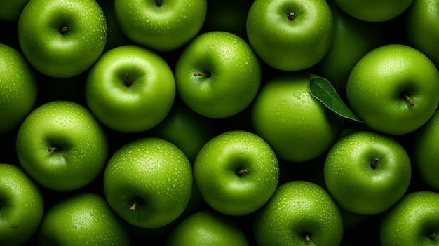 Photo a heap of fresh green apples