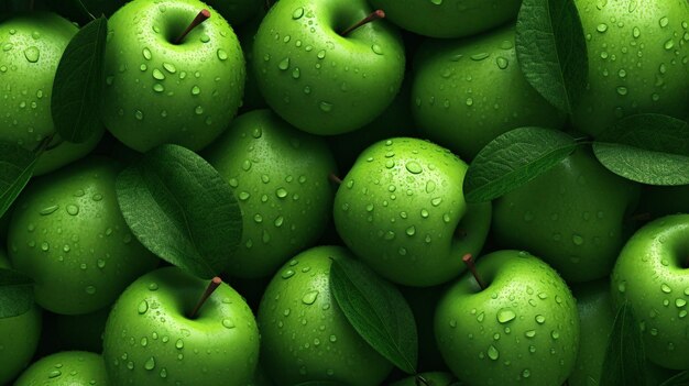 Photo a heap of fresh green apples