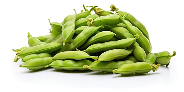 Photo a heap of fresh harvested vicia faba also known as broad bean fava bean or faba bean isolated