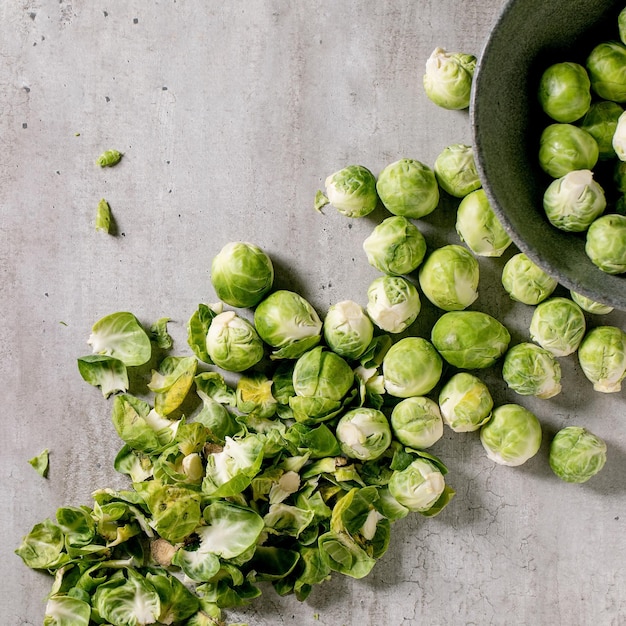 Heap of fresh raw organic brussels sprouts