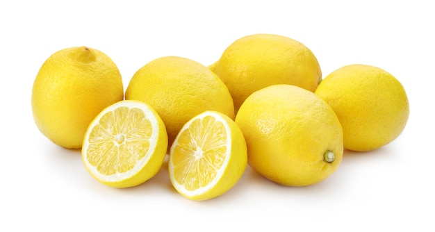 熟した新鮮なレモンの山