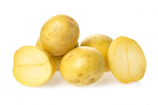 Heap of fresh young potatoes isolated