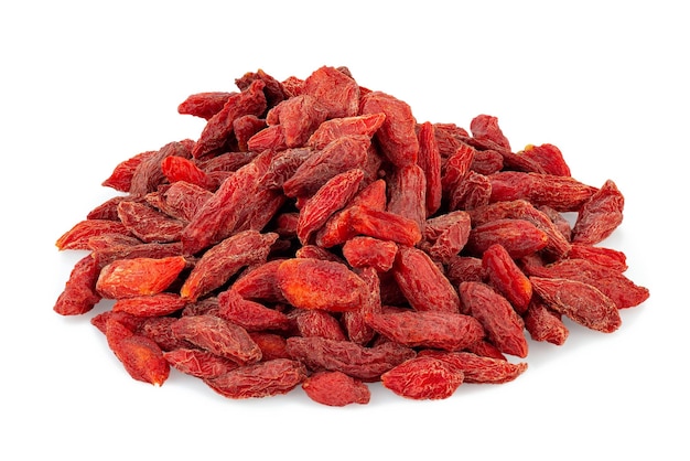 heap of goji berries isolated on white background