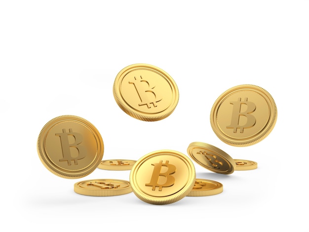 Heap of gold bitcoin coins