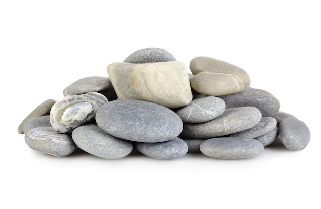 Heap a gray stones isolated on a white background