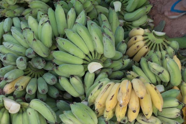 Heap of green bananas