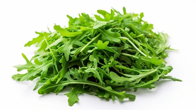 Foto masso di foglie fresche di rucola verde o di arugula isolate