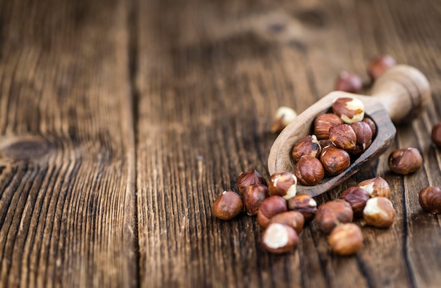 Heap of Hazelnuts selective focus