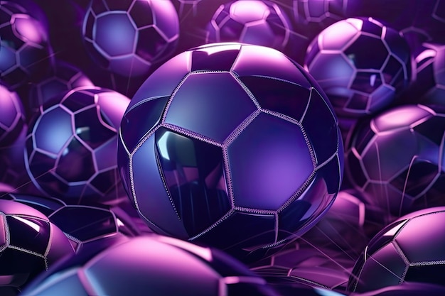 Heap of metallic purple balls shining brightly