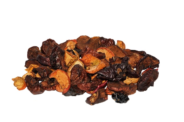 Photo heap of mixed dried fruits of apples pears and plum