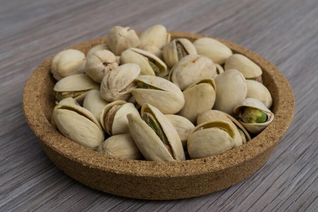 A heap of natural pistachios