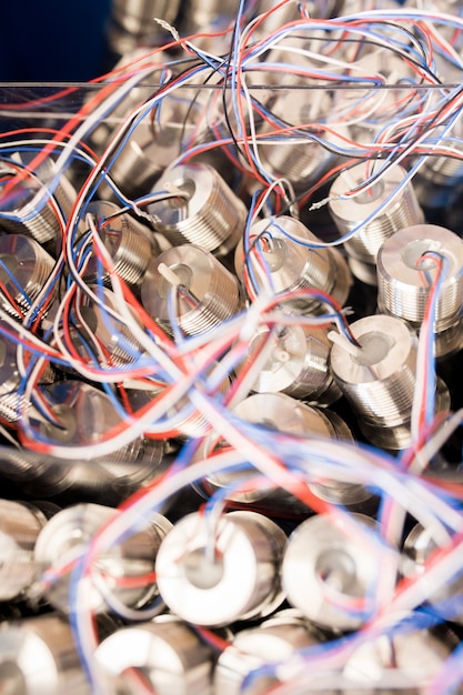 Heap of new pressure sensors with colorful wires