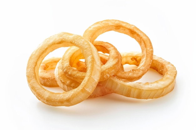 Heap of Onion Rings on White Background